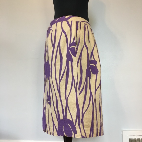NWT Attention Cream and Purple Cotton Skirt, 10 - Picture 3 of 7